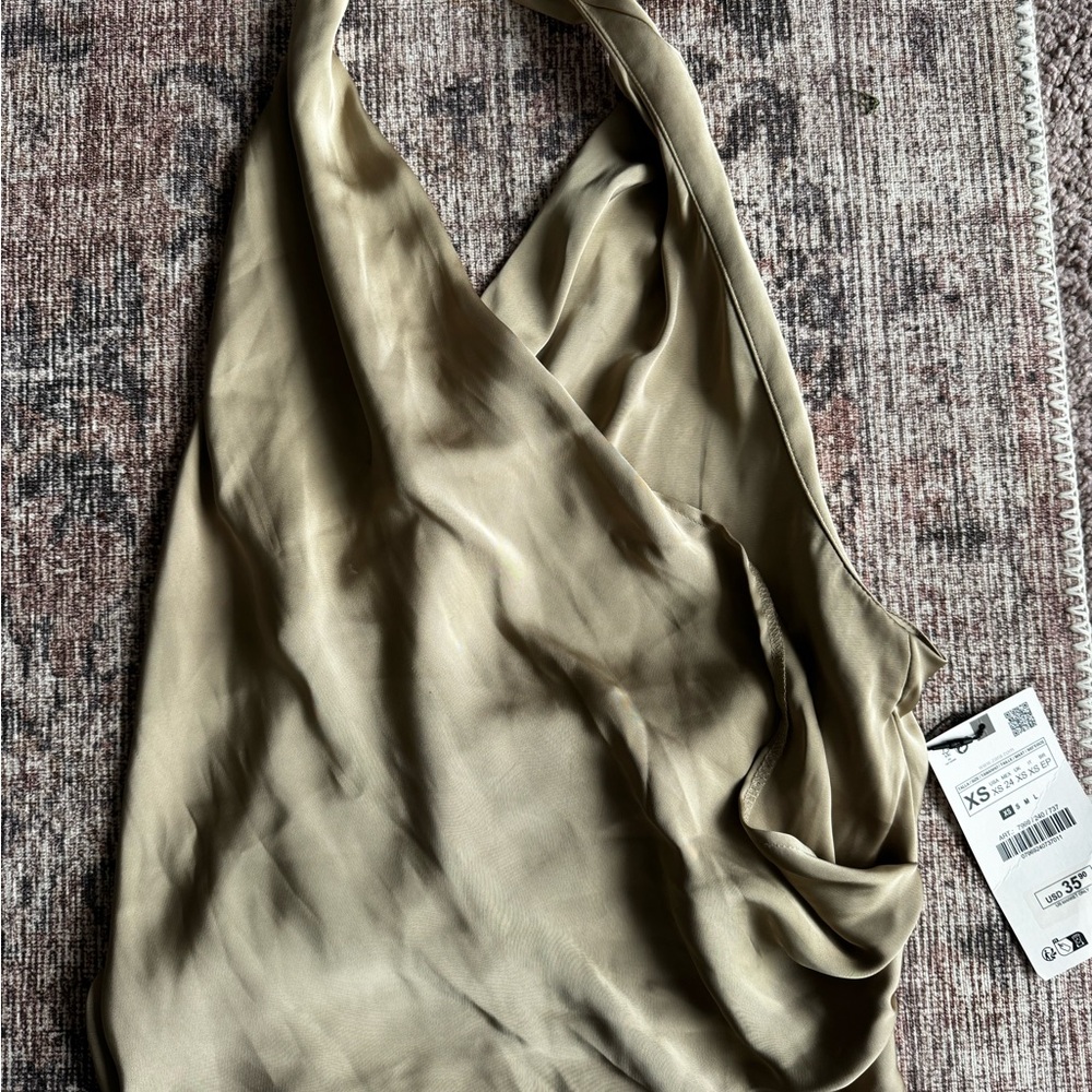 NWT XS ZARA Satin Effect Halter Top